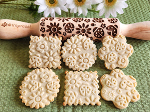 Ladybugs & Daisies Embossed Rolling Pin