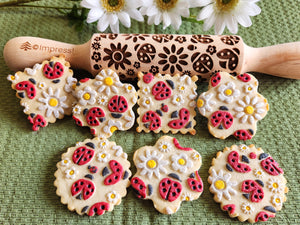 Ladybugs & Daisies Embossed Rolling Pin