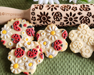 Ladybugs & Daisies Embossed Rolling Pin