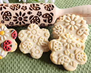 Ladybugs & Daisies Embossed Rolling Pin