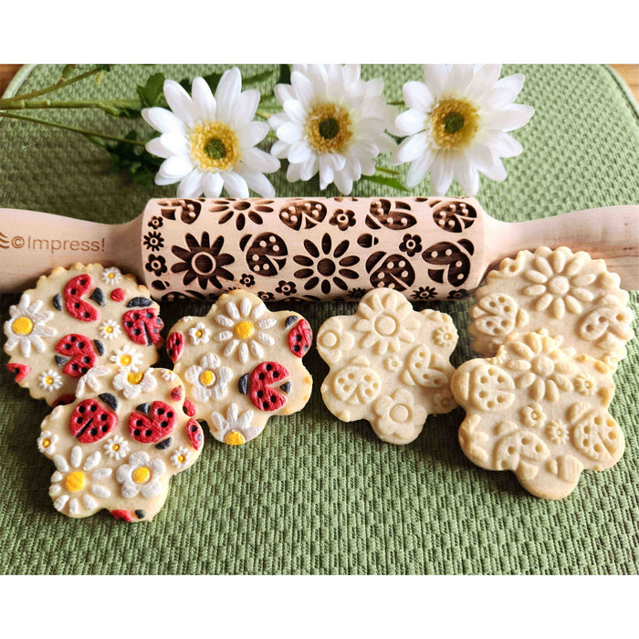 Ladybugs & Daisies Embossed Rolling Pin