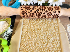 Ladybugs & Daisies Embossed Rolling Pin