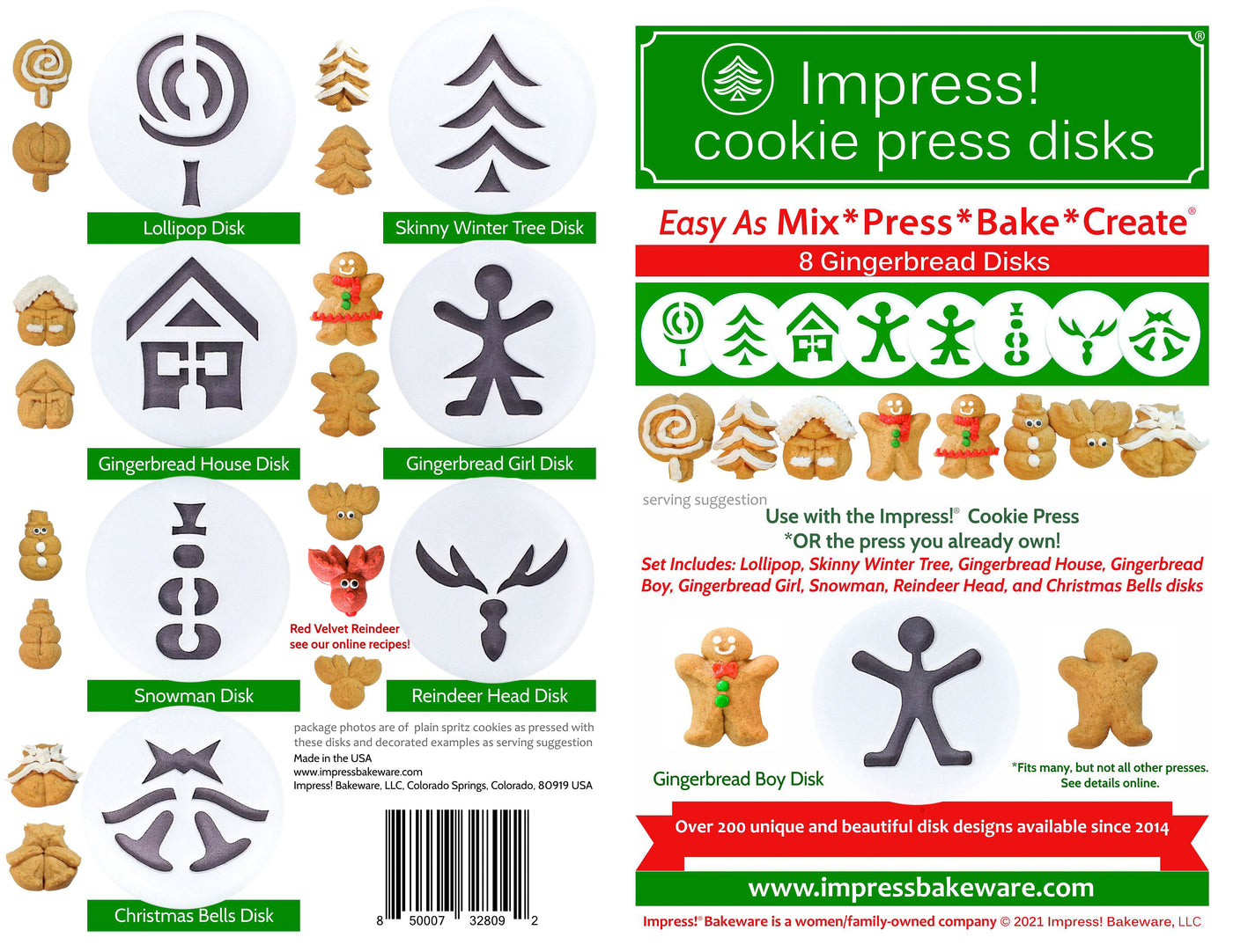 Impress Bakeware Impress! Metal Cookie Press and 12 Shape Disks